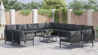 Tuin Sofa Set 14 pcs Antraciet Staal