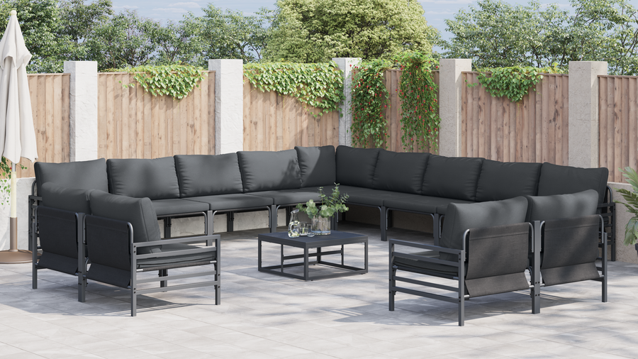 Tuin Sofa Set 14 pcs Antraciet Staal