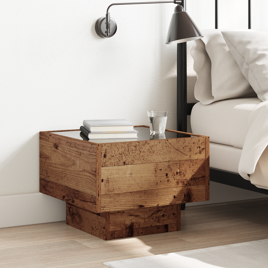 Opbergkast Oud hout 40 x 40 x 30 cm Geengineerd hout, Glas