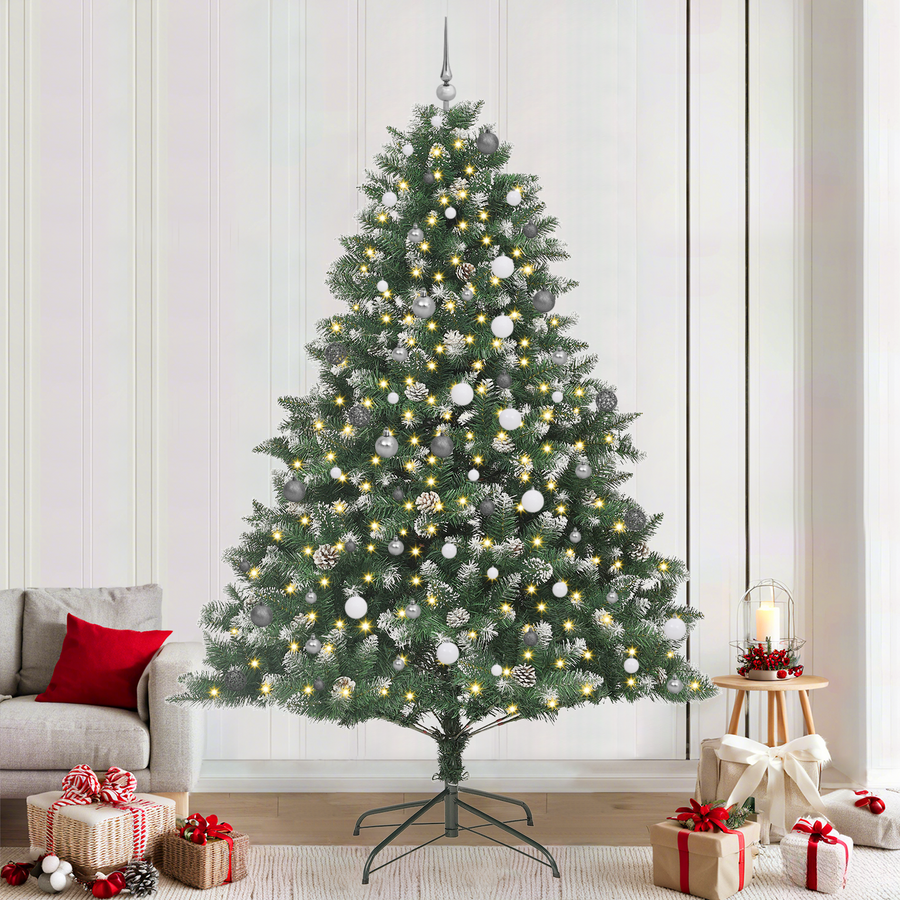 Kunstkerstboom with Decorative String Lights Groen 240 cm PVC