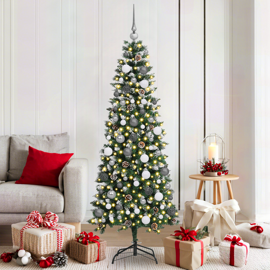Kerstboom with Decorative String Lights Groen 180 cm PVC