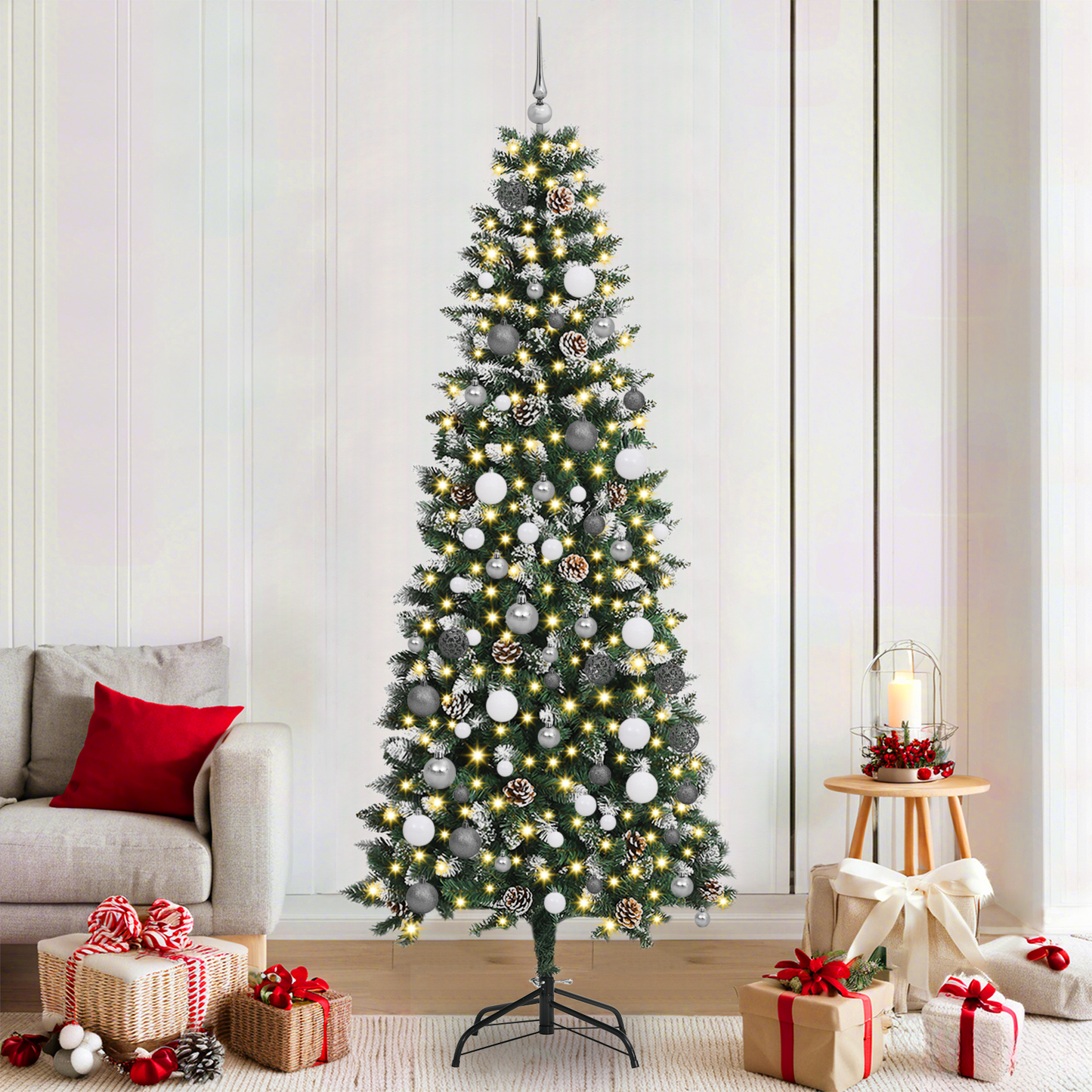 Kerstboom with Decorative String Lights Groen 210 cm PVC