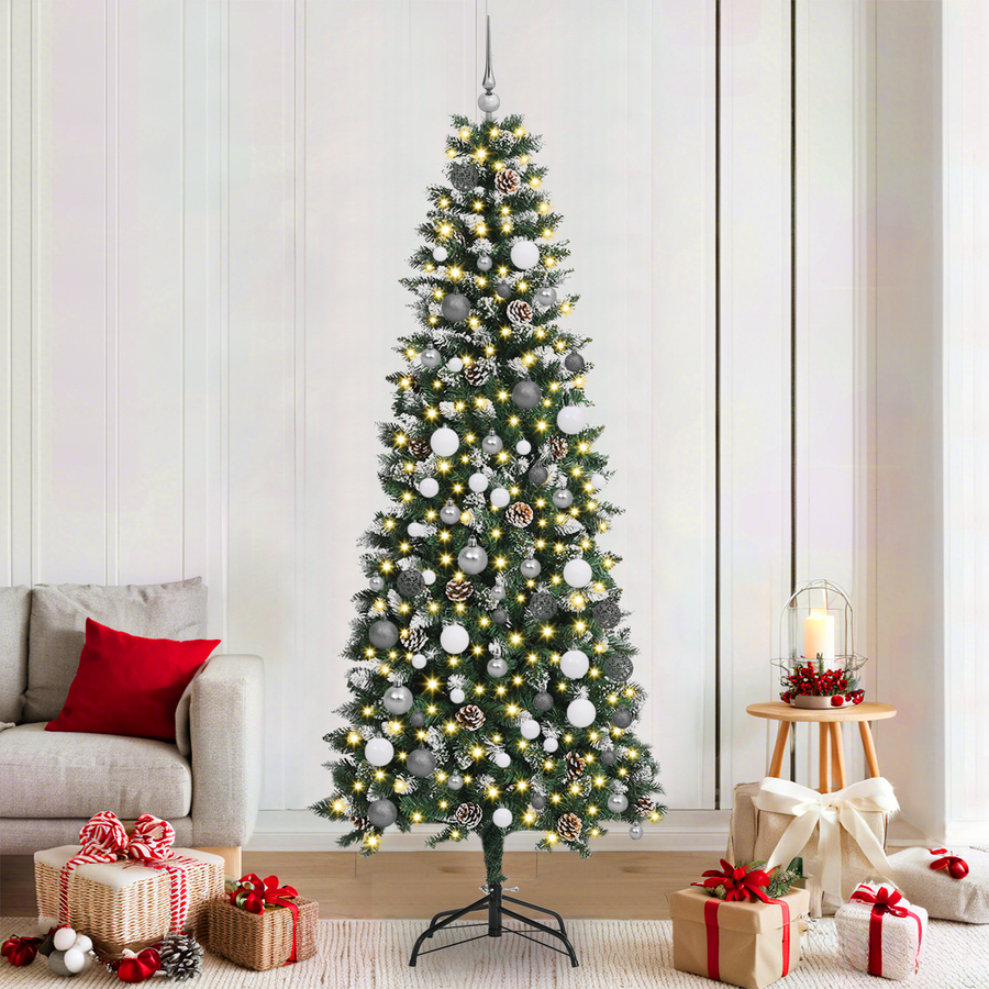 Kerstboom with Decorative String Lights Groen 210 cm PVC