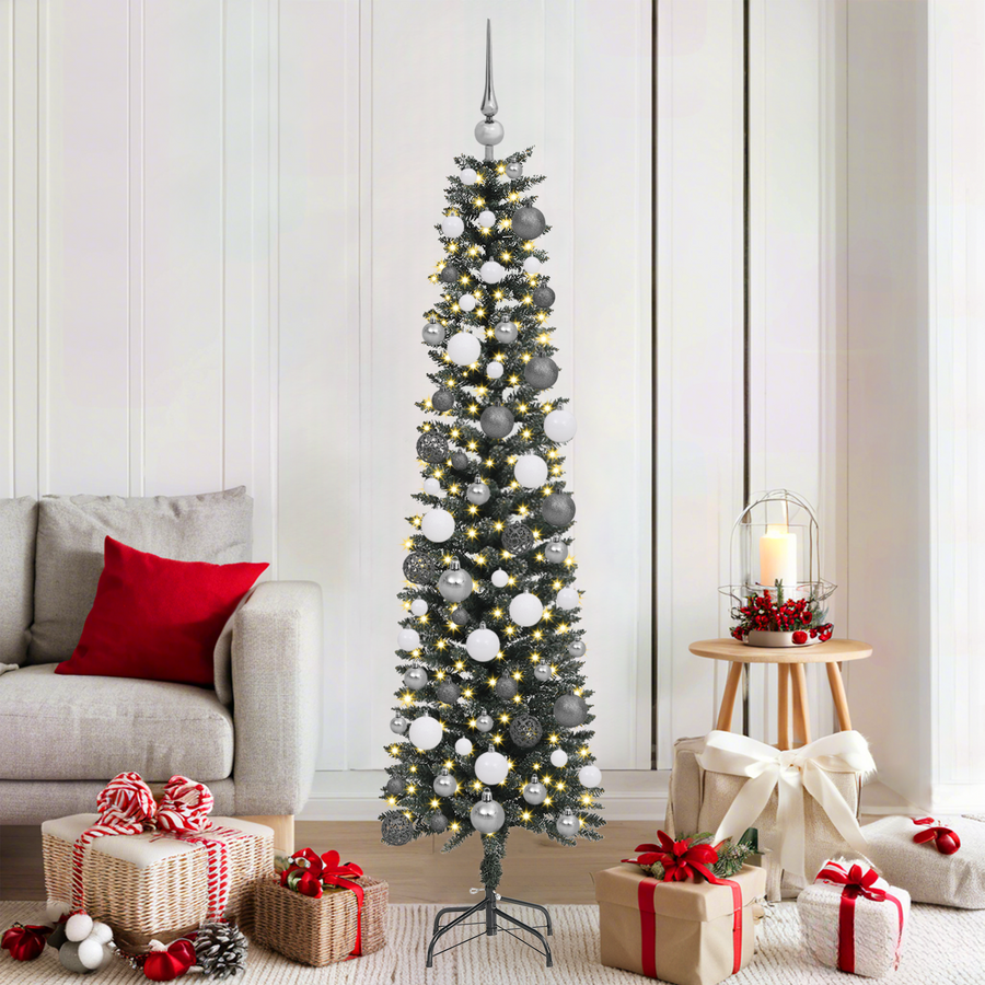 Kerstboom with Decorative String Lights Groen 180 cm PVC