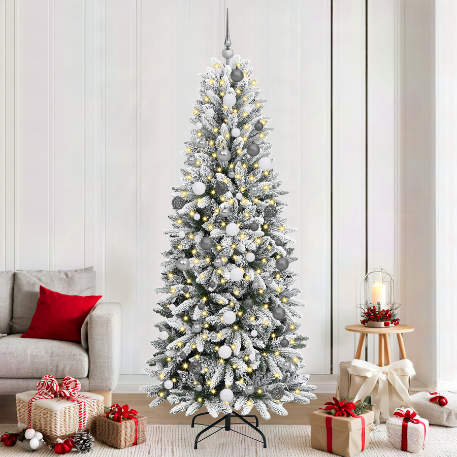 Kerstboom with Decorative String Lights Wit 210 cm PVC