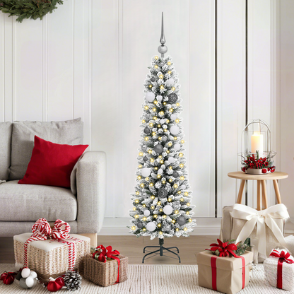Kerstboom with Decorative String Lights Wit 150 cm PVC