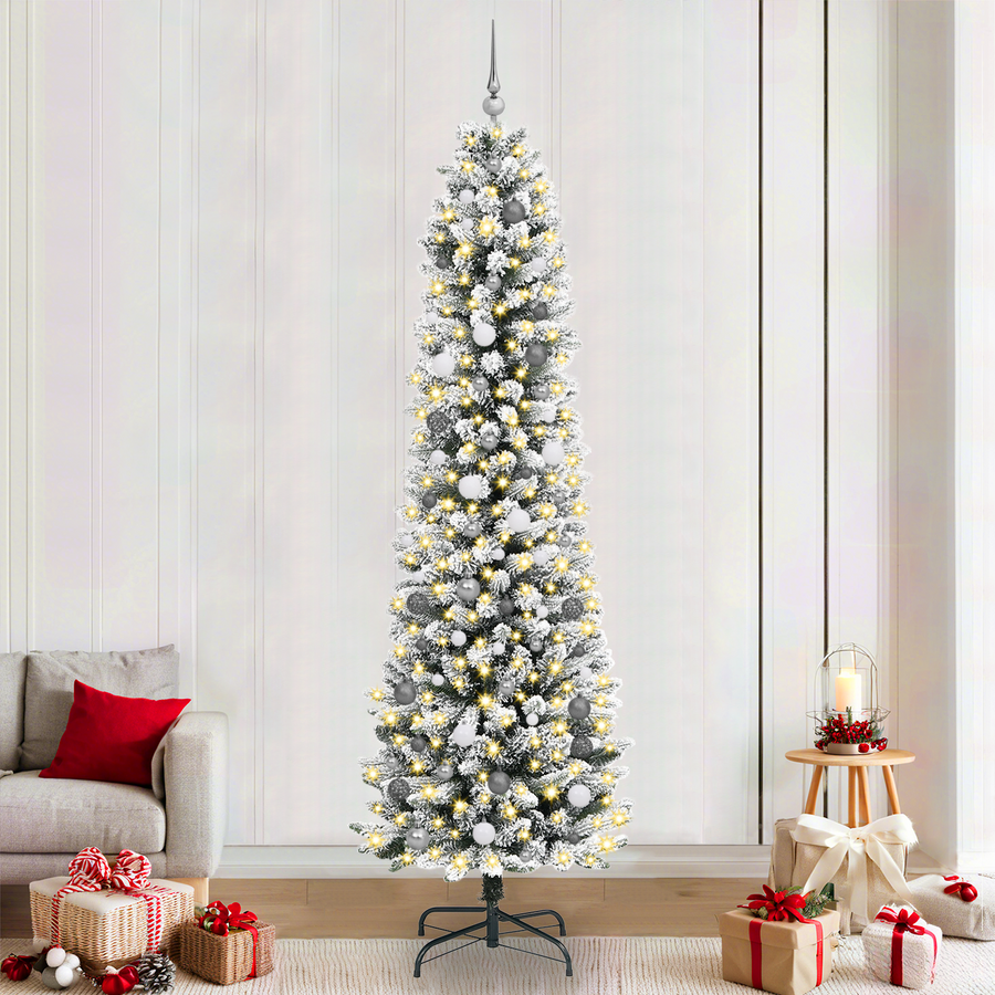 Kerstboom with Decorative String Lights Wit 240 cm PVC