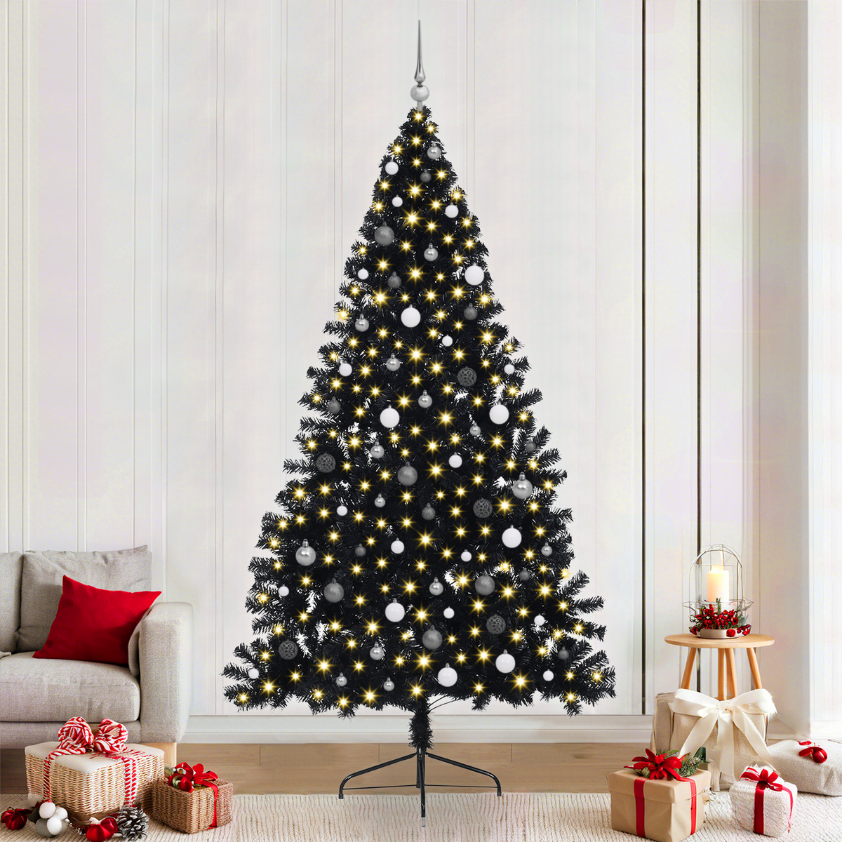 Kunstmatige Halve Kerstboom Zwart 240 cm PVC