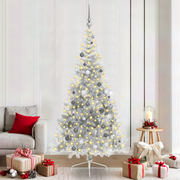 Halve kerstboom 210 cm zilver PET