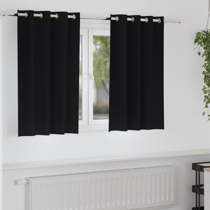 Gordijnen met gordijnen 2 pcs Zwart 140 x 140 cm Polyester