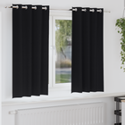 Blackout Curtains with Rings 2 pcs Black 175 x 140 cm
