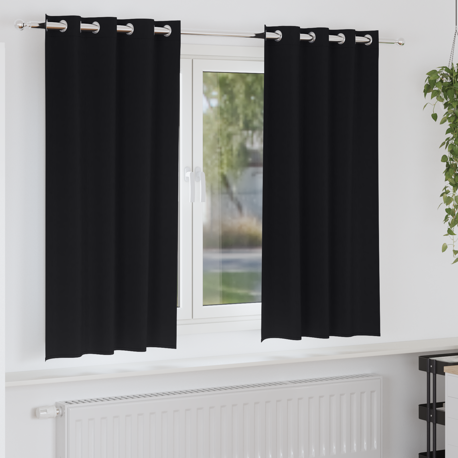 Gordijnen met gordijnen 2 pcs Zwart 175 x 140 cm Polyester