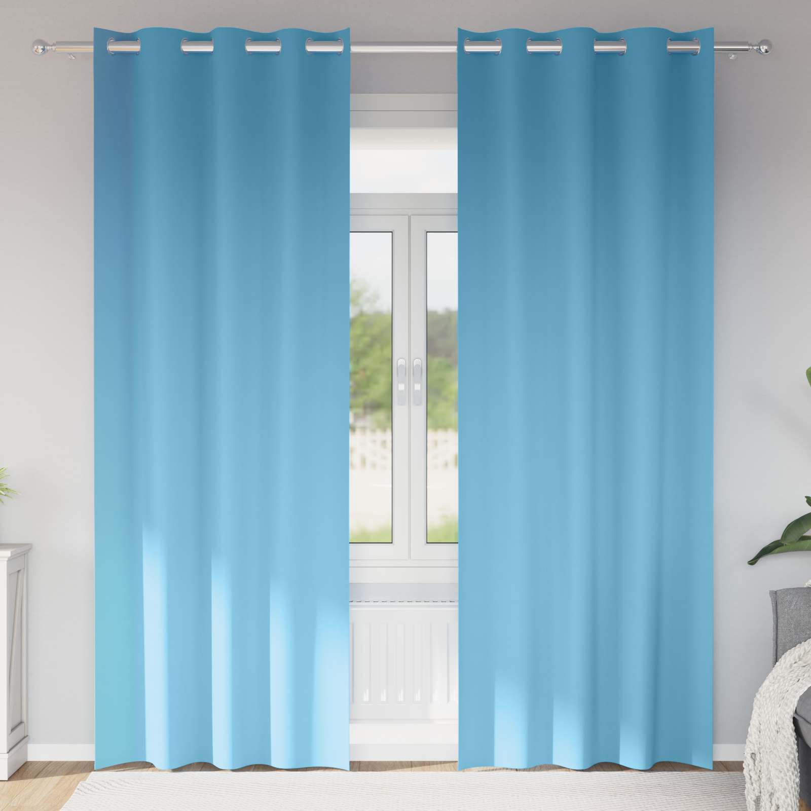 Gordijnen met gordijnen 2 pcs lichtblauw 225 x 140 cm Polyester