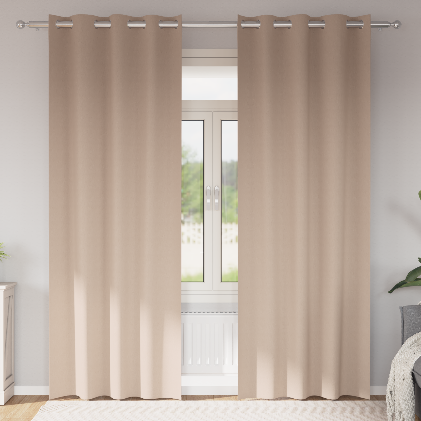 Gordijnen met gordijnen 2 pcs Taupe 225 x 140 cm Polyester