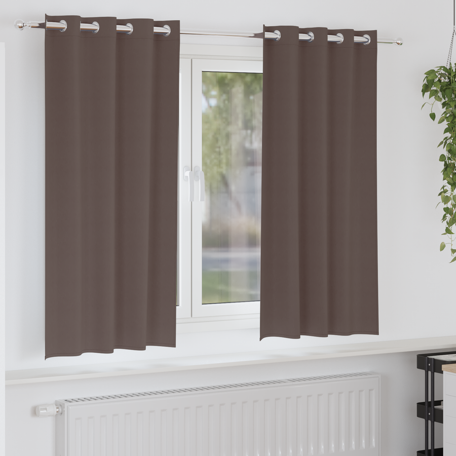 Gordijnen 2 pcs Donkerbruin 175 x 140 cm Polyester
