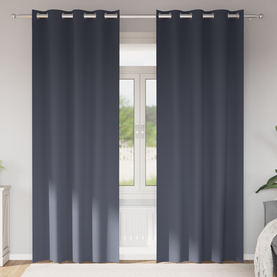 Gordijnen met gordijnen 2 pcs Antraciet 245 x 140 cm Polyester