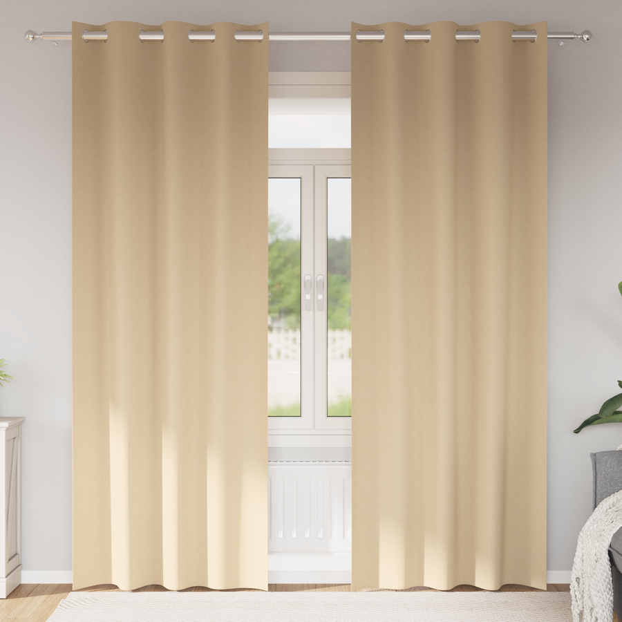 Gordijnen met gordijnen 2 pcs Crème 225 x 140 cm Polyester