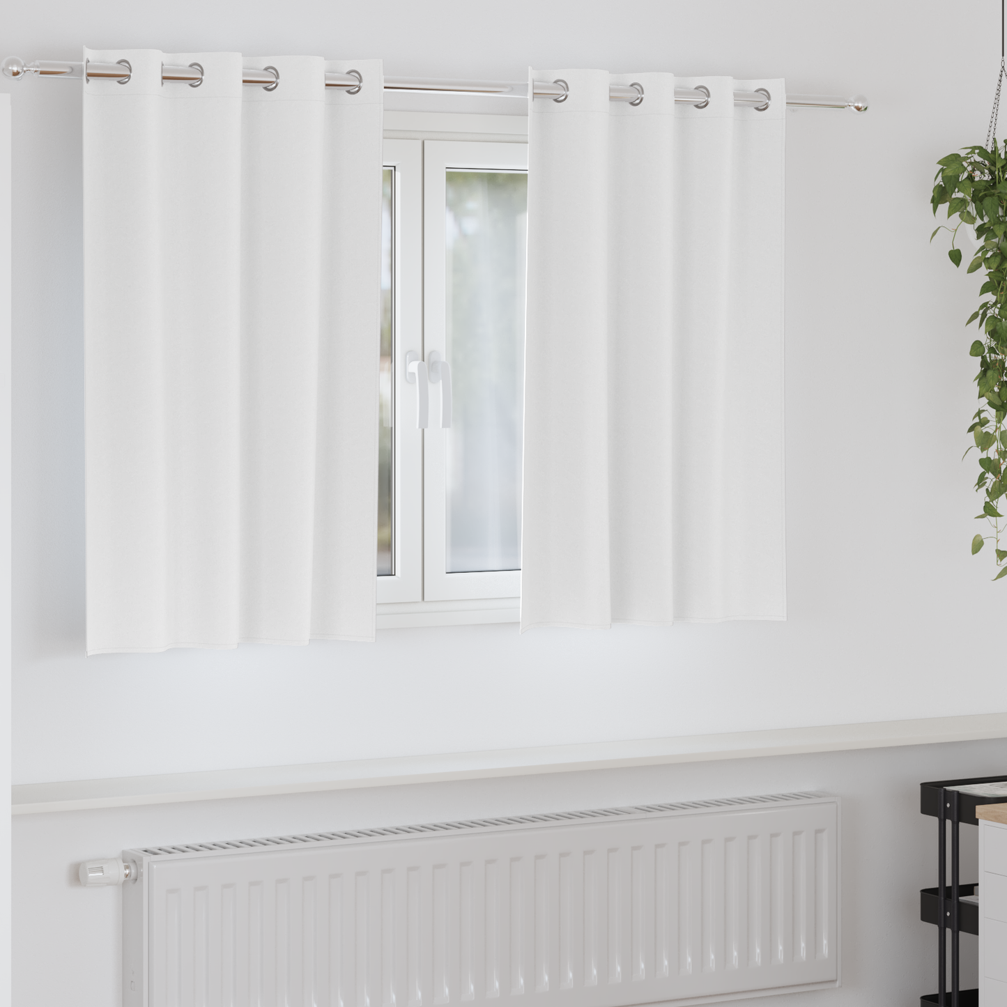 Gordijnen met gordijnen 2 pcs Zuiverwit 140 x 140 cm Polyester