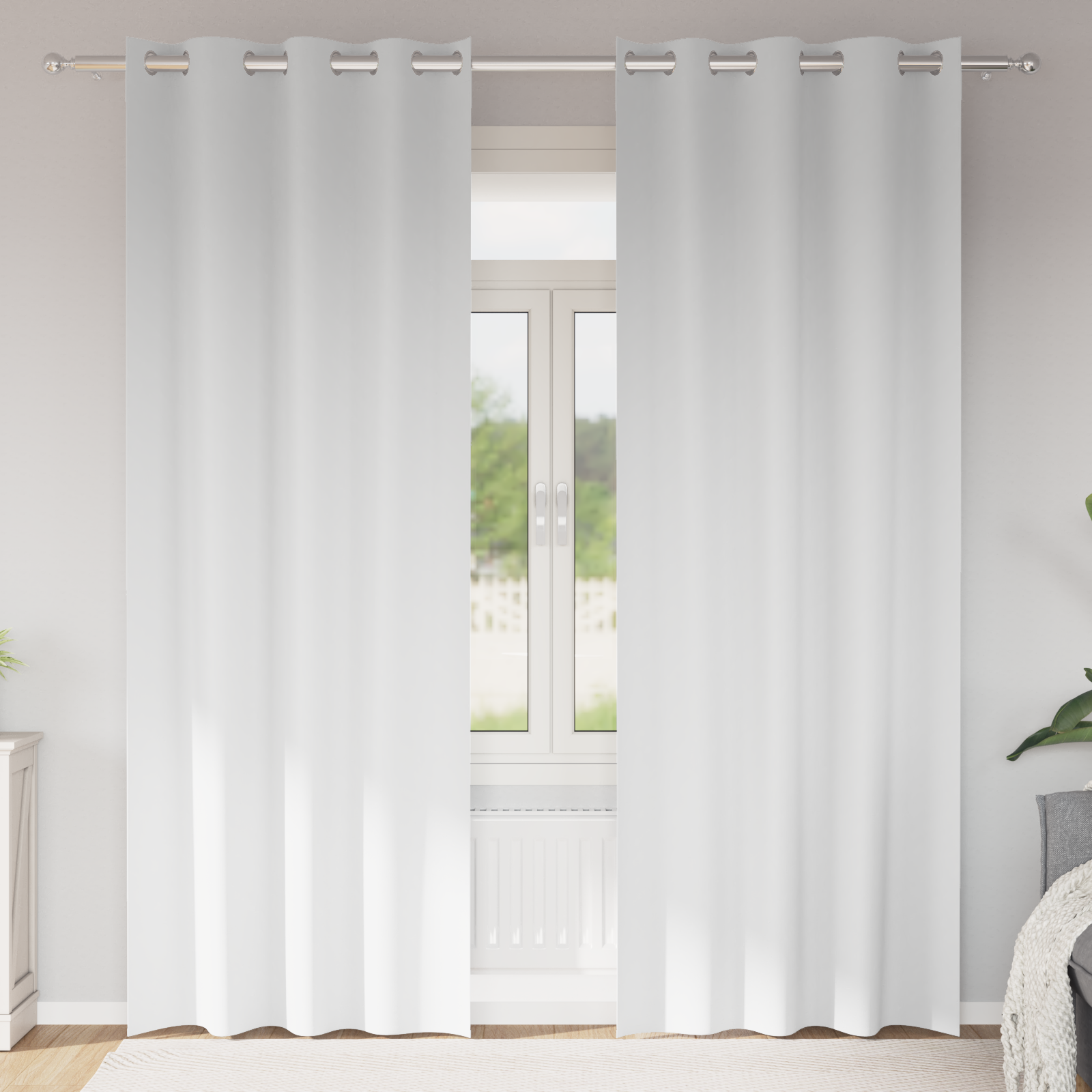 Gordijnen met gordijnen 2 pcs Zuiverwit 225 x 140 cm Polyester