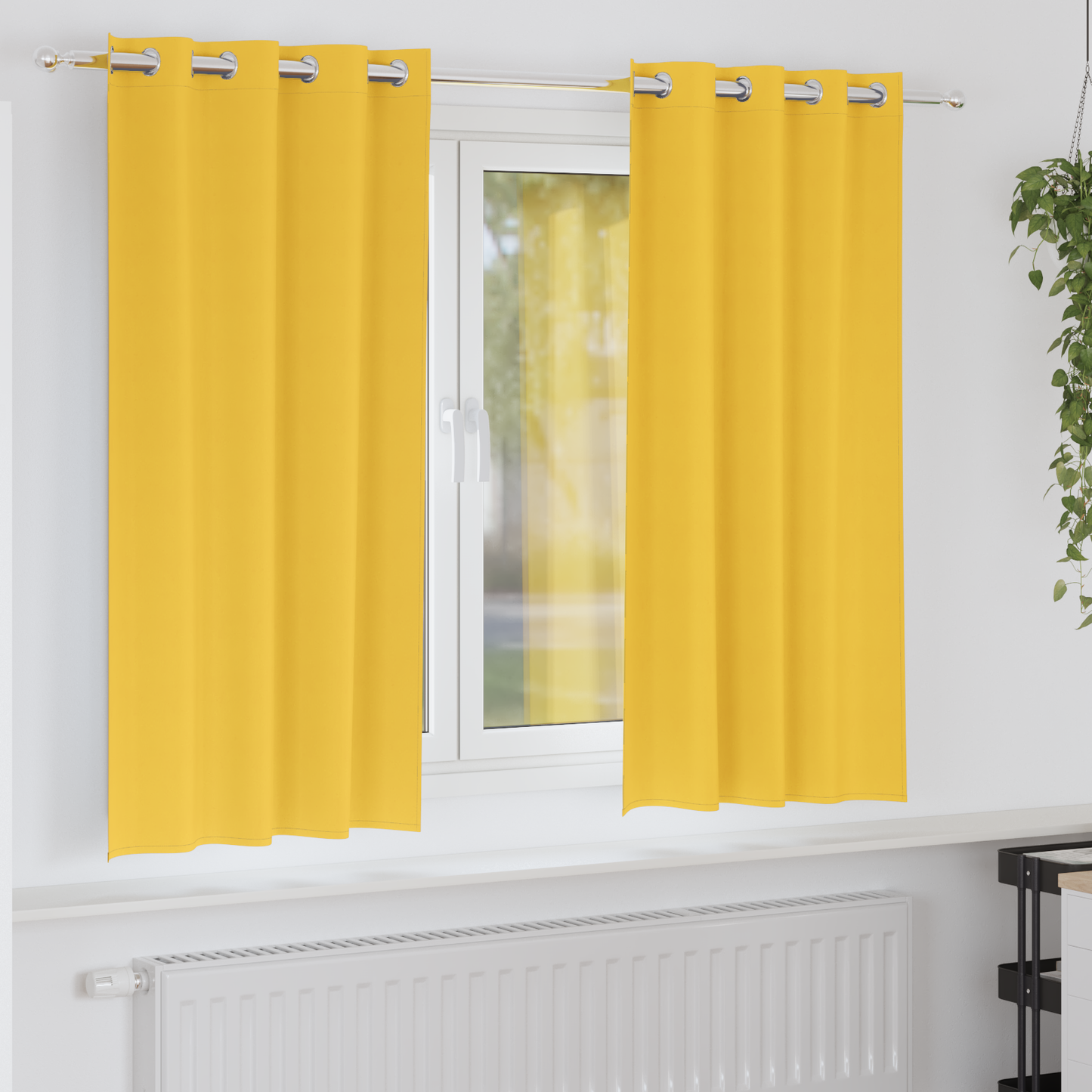 Gordijnen 2 pcs Mosterdgeel 175 x 140 cm Polyester