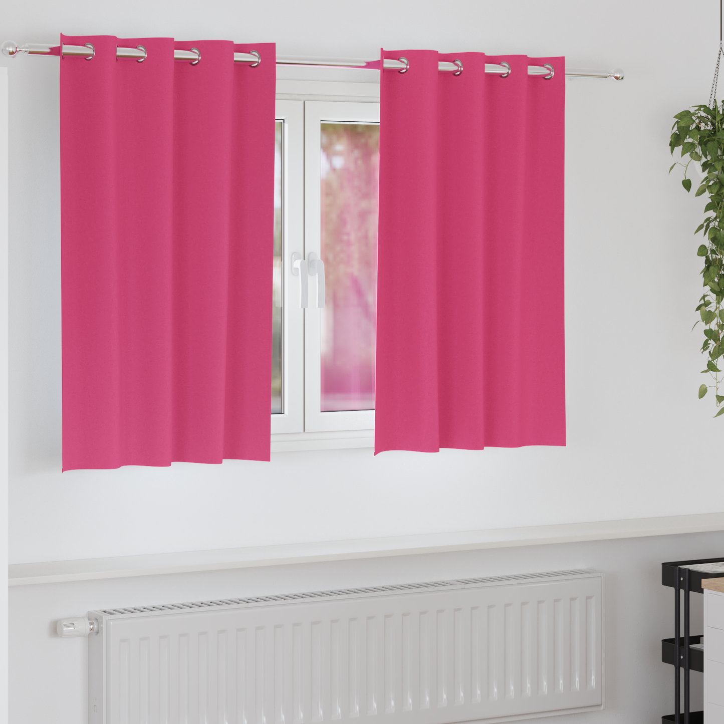 Gordijnen met gordijnen 2 pcs Felroze 140 x 140 cm Polyester