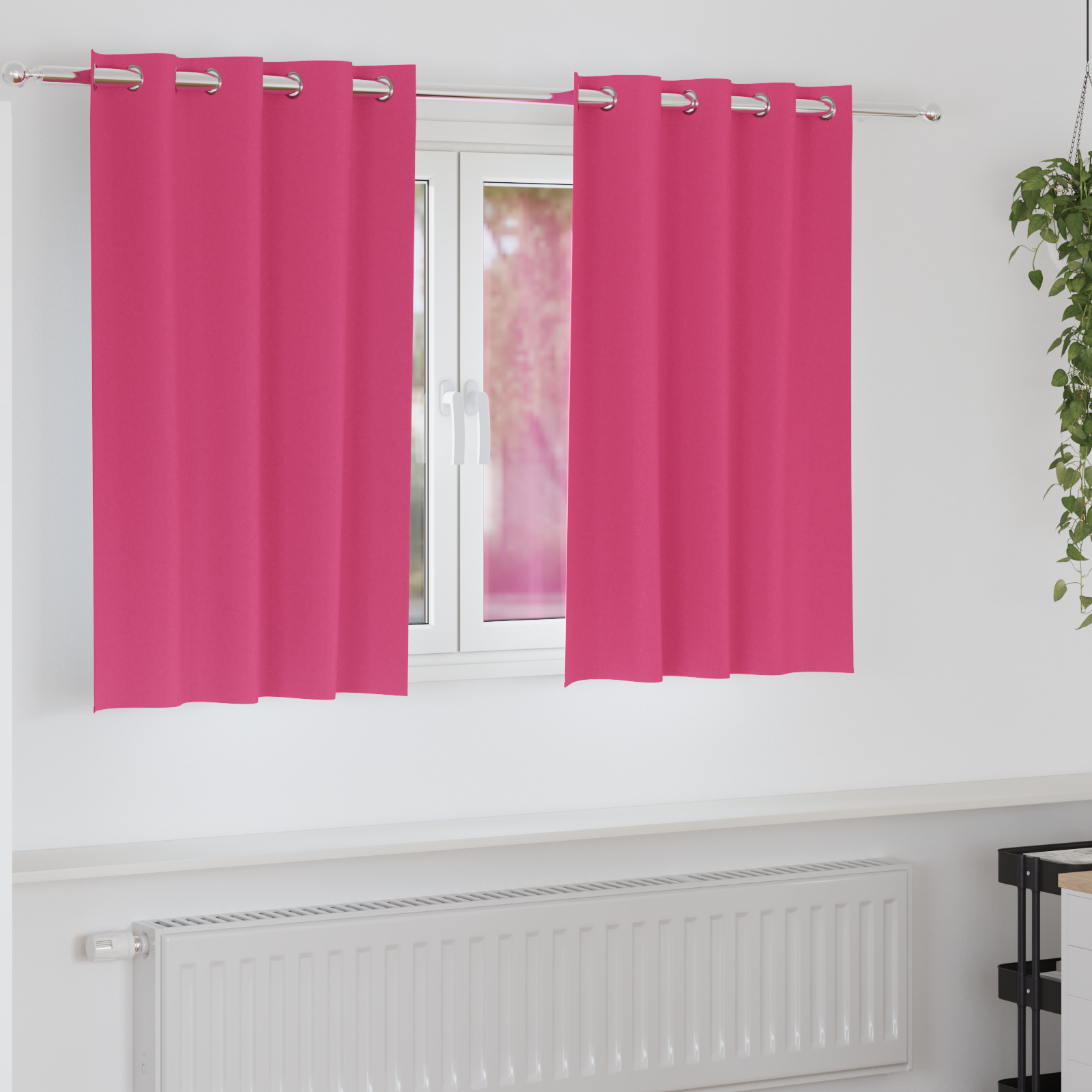 Gordijnen met gordijnen 2 pcs Felroze 140 x 140 cm Polyester