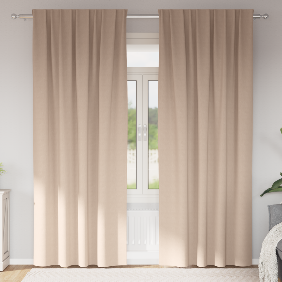 Gordijnen met gordijnen 2 pcs Taupe 245 x 140 cm Polyester
