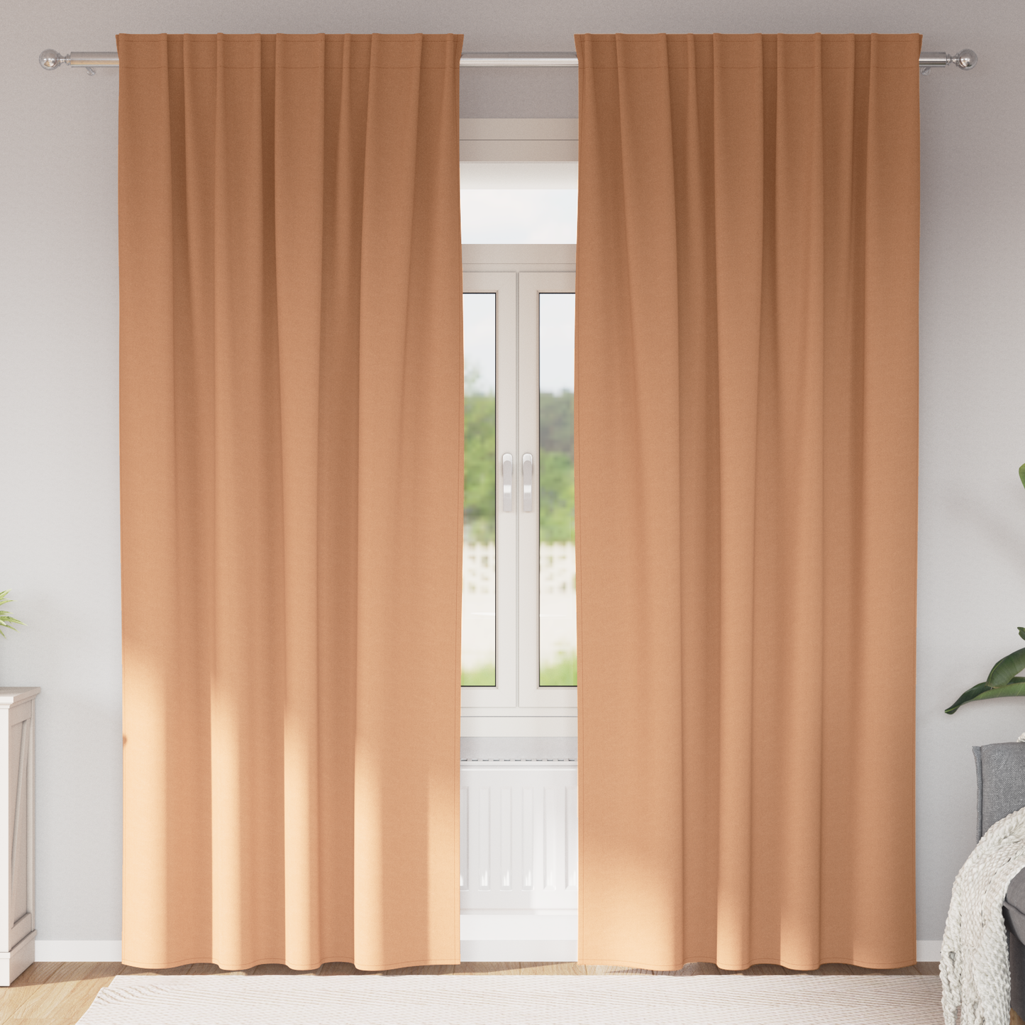 Gordijnen met gordijnen 2 pcs Lichtbruin 245 x 140 cm Polyester