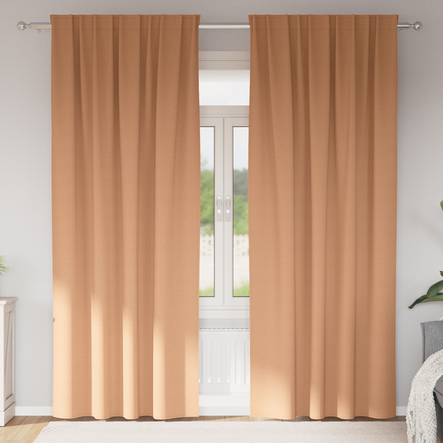 Gordijnen met gordijnen 2 pcs Lichtbruin 245 x 140 cm Polyester