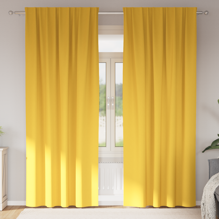 Gordijnen 2 pcs Mosterdgeel 245 x 140 cm Polyester