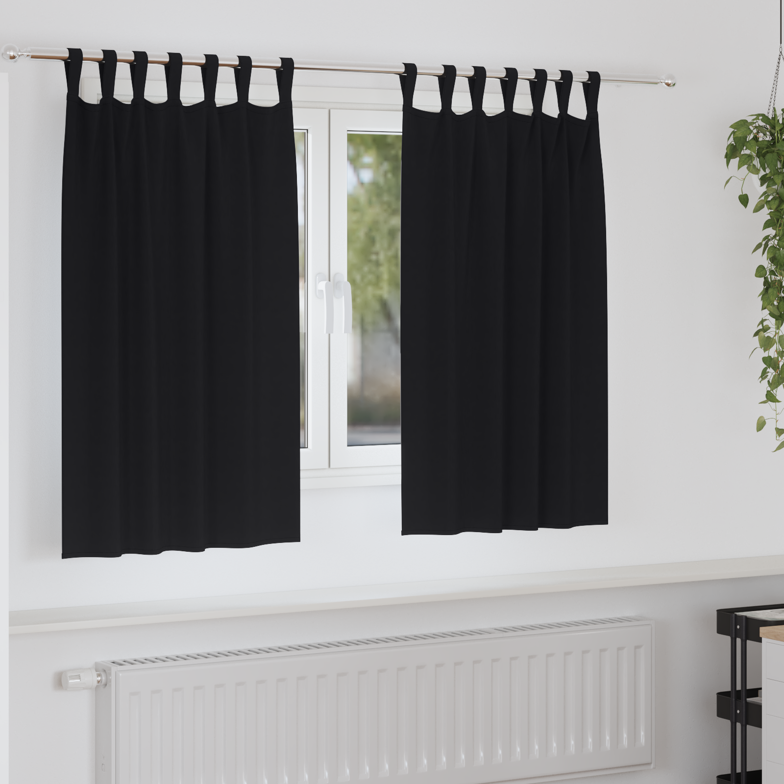 Verduisterende gordijnen 2 pcs Zwart 140 x 140 cm Polyester