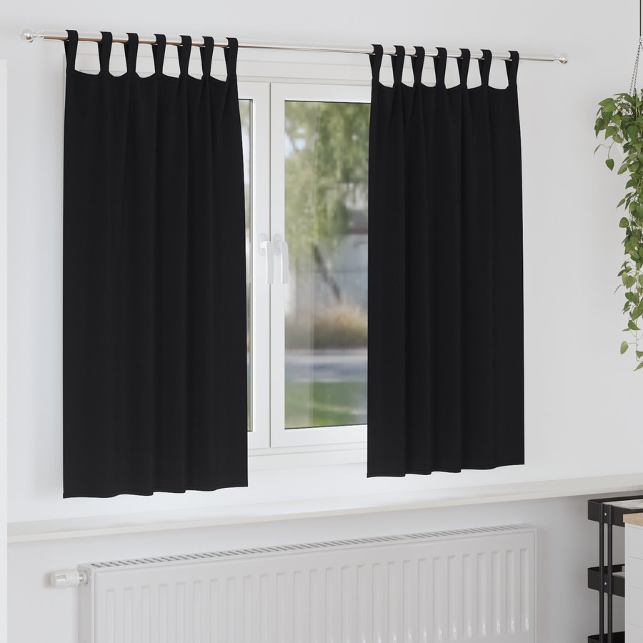 Verduisterende gordijnen 2 pcs Zwart 175 x 140 cm Polyester