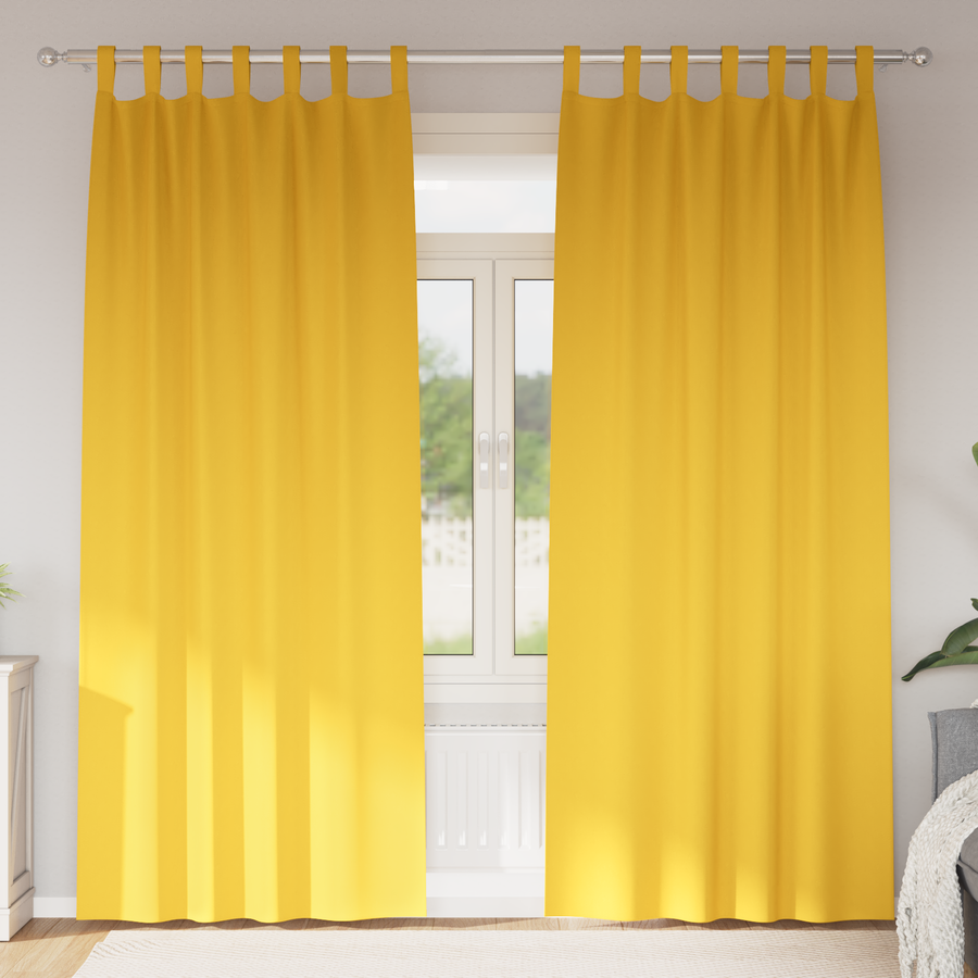 Gordijnen 2 pcs Mosterdgeel 260 x 140 cm Polyester