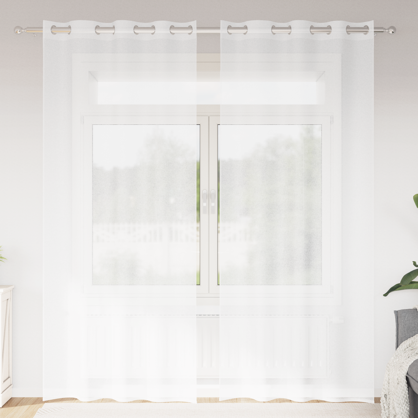 Gordijnen met gordijnen 2 pcs Wit 140 x 225 cm Polyester