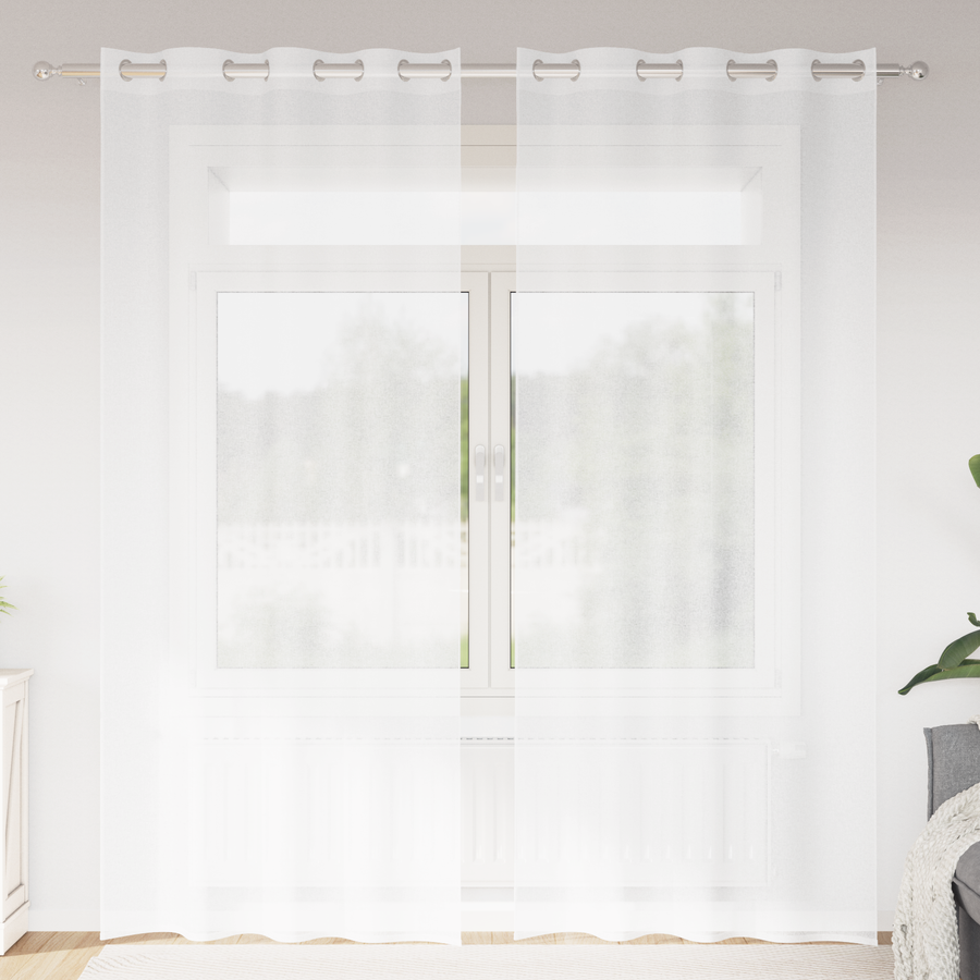 Gordijnen met gordijnen 2 pcs Wit 140 x 245 cm Polyester
