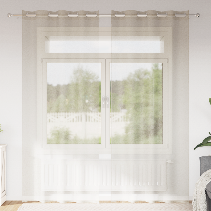 Gordijnen met gordijnen 2 pcs Zand 140 x 225 cm Polyester