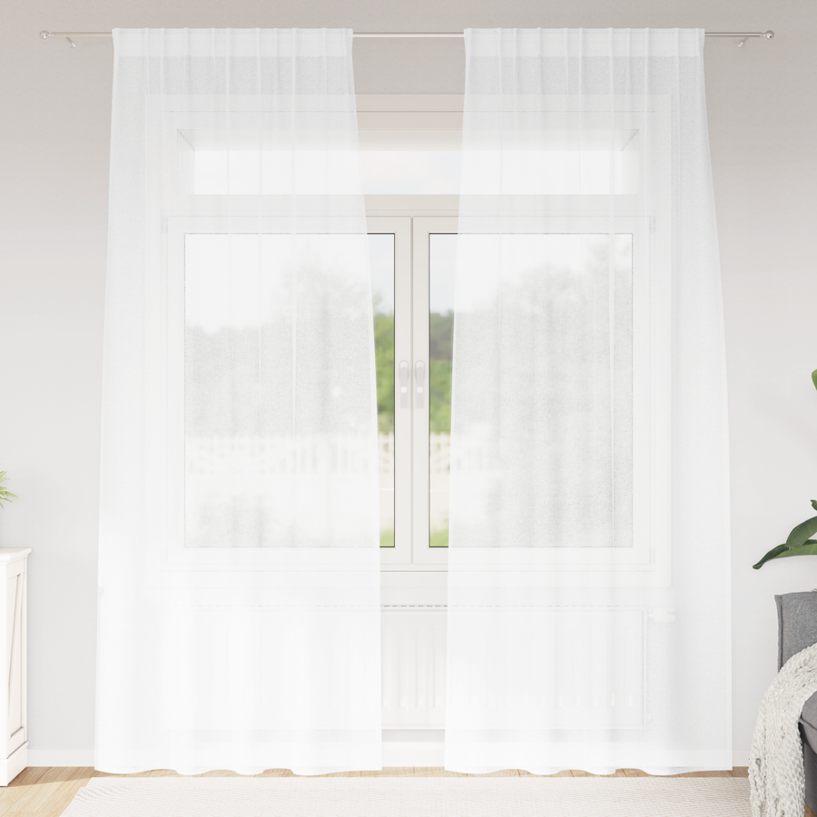 Gordijnen met gordijnen 2 pcs Wit 140 x 225 cm Polyester