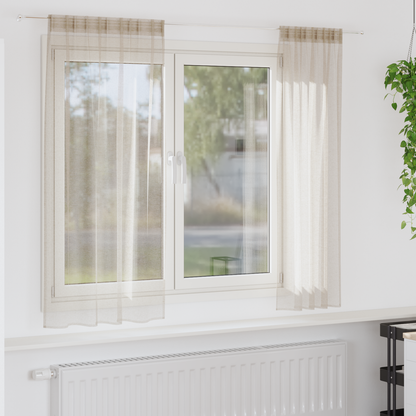 Gordijnen met gordijnen 2 pcs Zand 140 x 175 cm Polyester