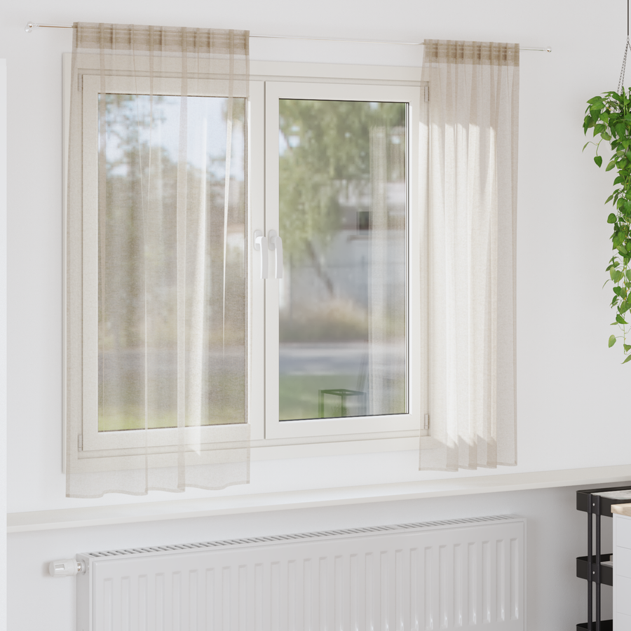 Gordijnen met gordijnen 2 pcs Zand 140 x 175 cm Polyester