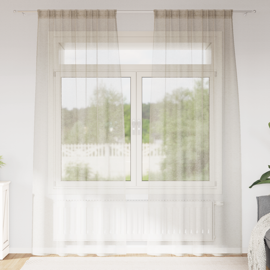 Gordijnen met gordijnen 2 pcs Zand 140 x 225 cm Polyester