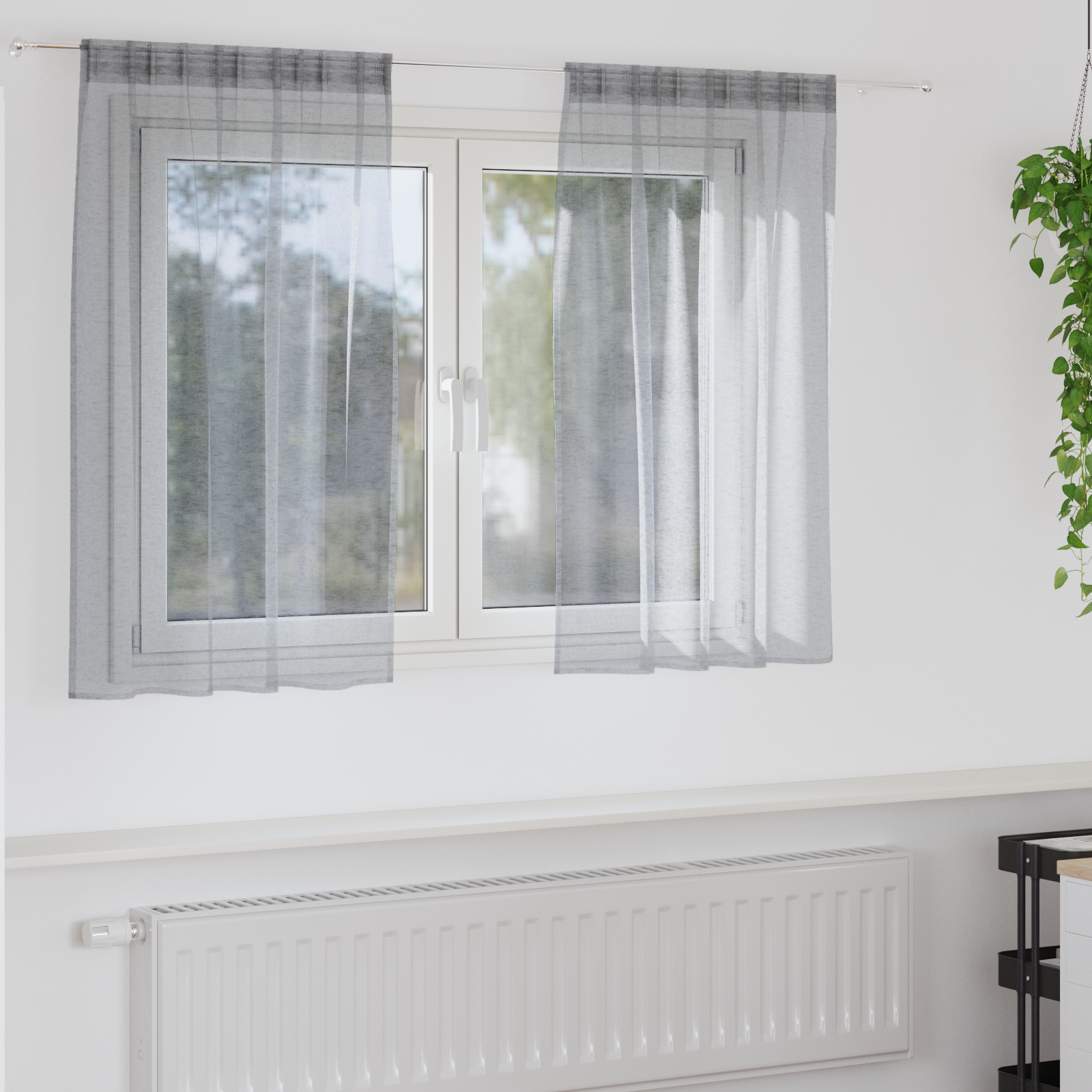Gordijnen 2 pcs Donkergrijs 140 x 140 cm Polyester