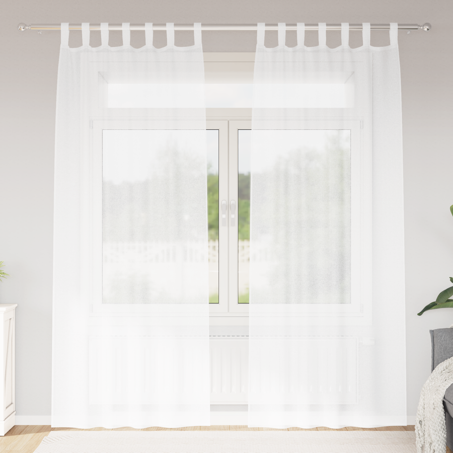 Gordijnen met gordijnen 2 pcs Wit 140 x 260 cm Polyester