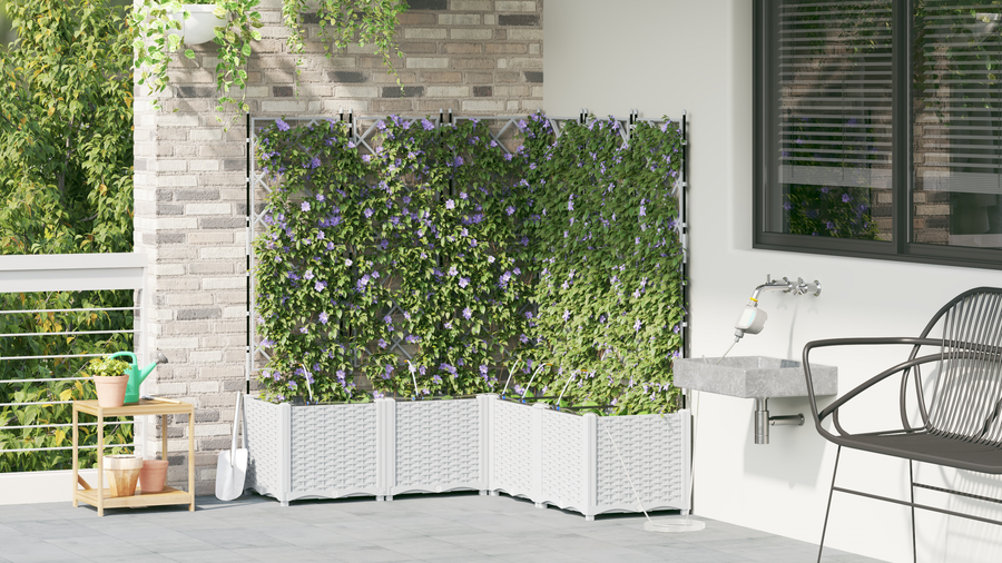 Plantenbakken 5 st met waterirrigatiesysteem wit