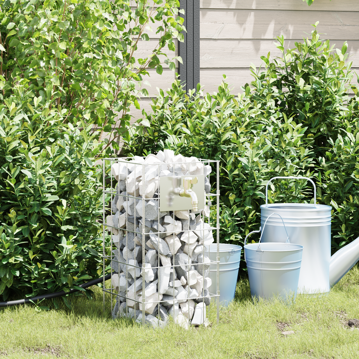 Gabion Kolom met Waterkraan 50x25x25 cm 304 RVS