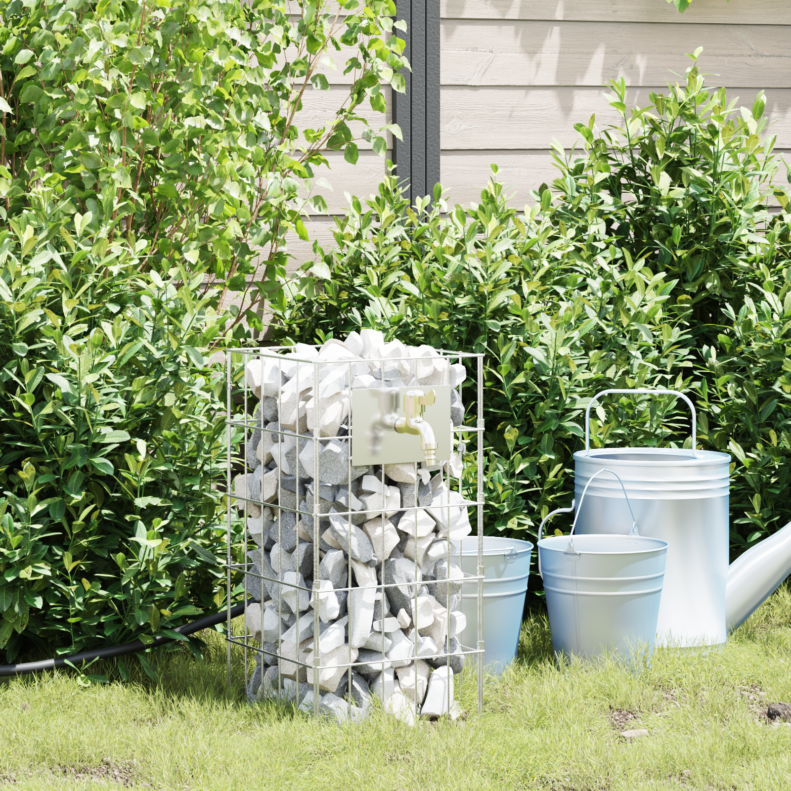Gabion Kolom met Waterkraan 50x25x25 cm 304 RVS