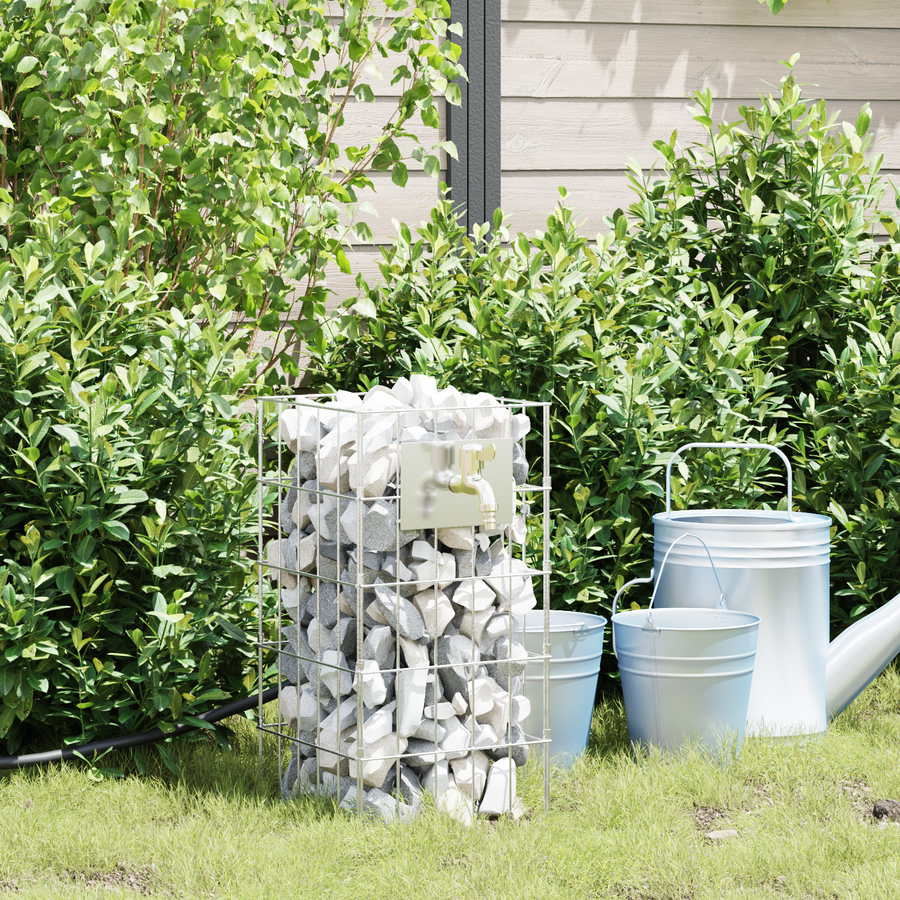 Gabion Kolom met Waterkraan 50x25x25 cm 304 RVS