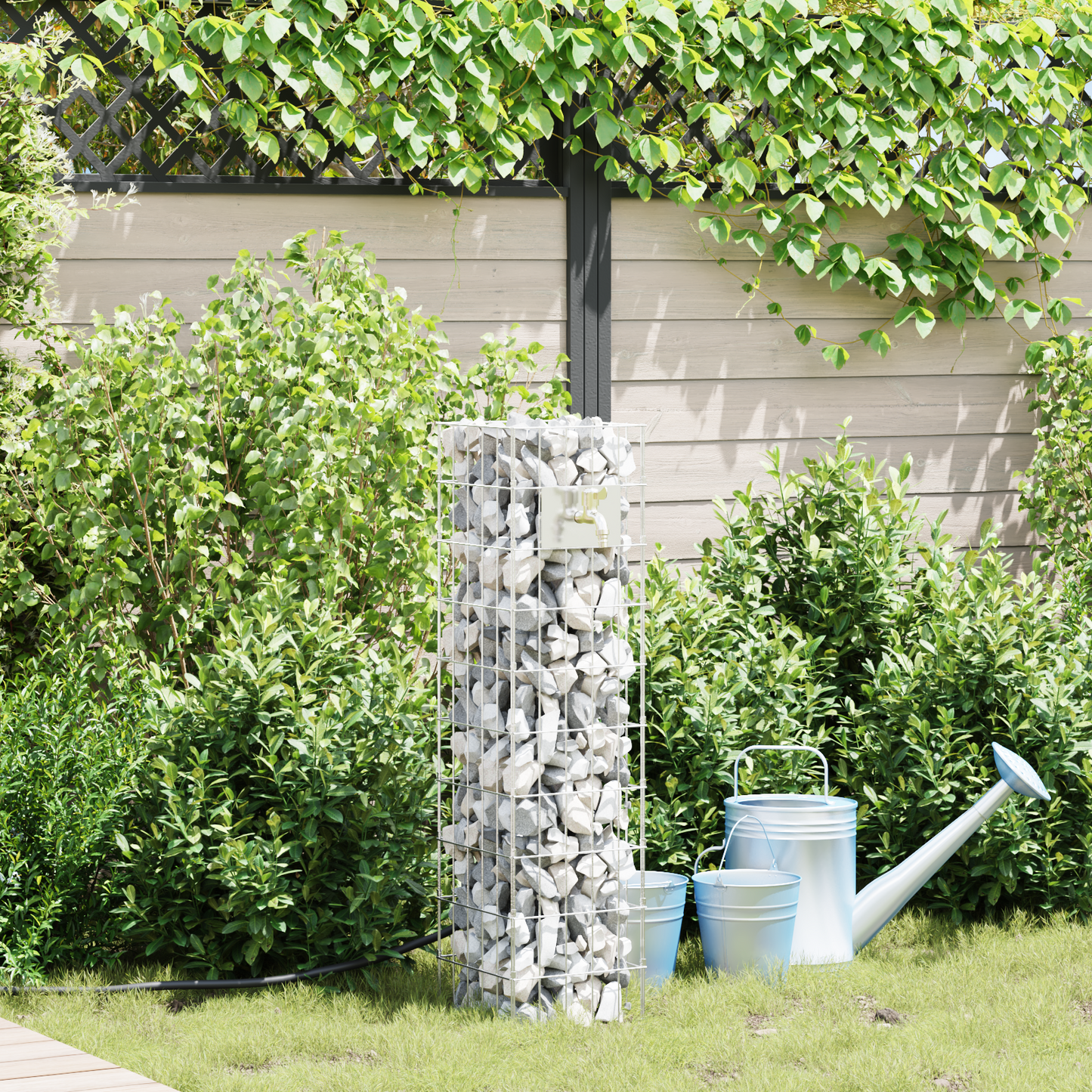 Gabion Kolom met Waterkraan 100x25x25 cm 304 RVS