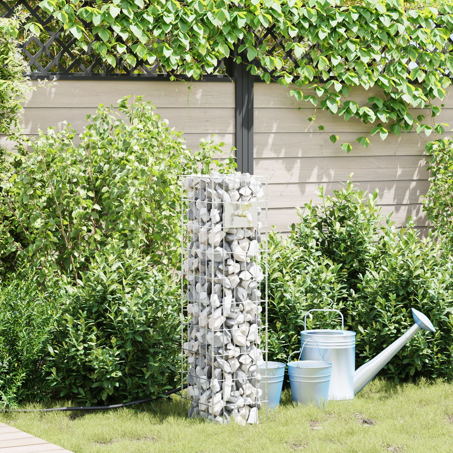 Gabion Kolom met Waterkraan 100x25x25 cm 304 RVS