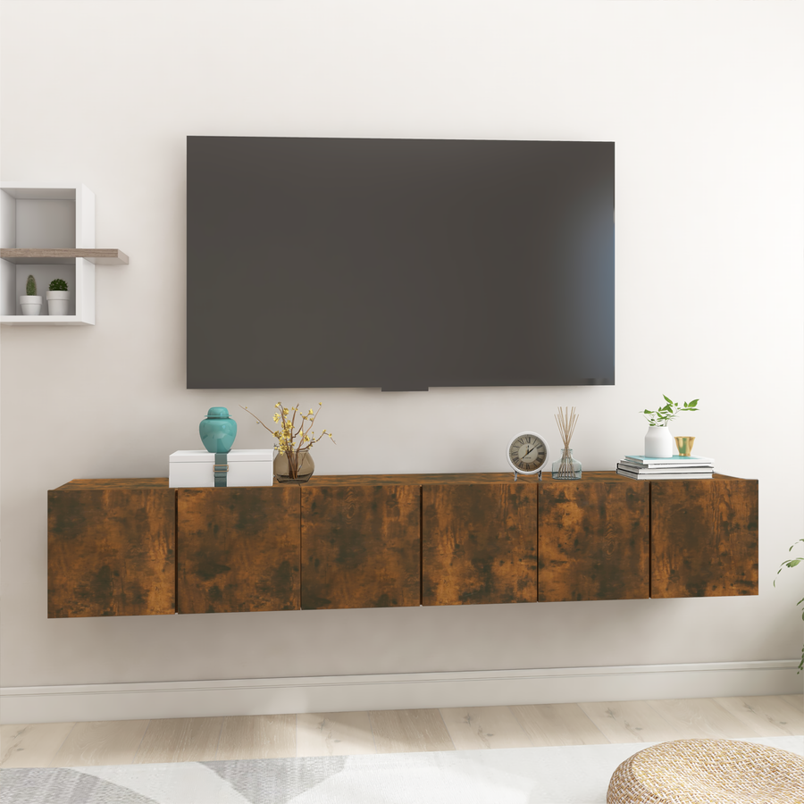 Tv-hangmeubelen 3 st 60x30x30 cm gerookt eikenkleurig