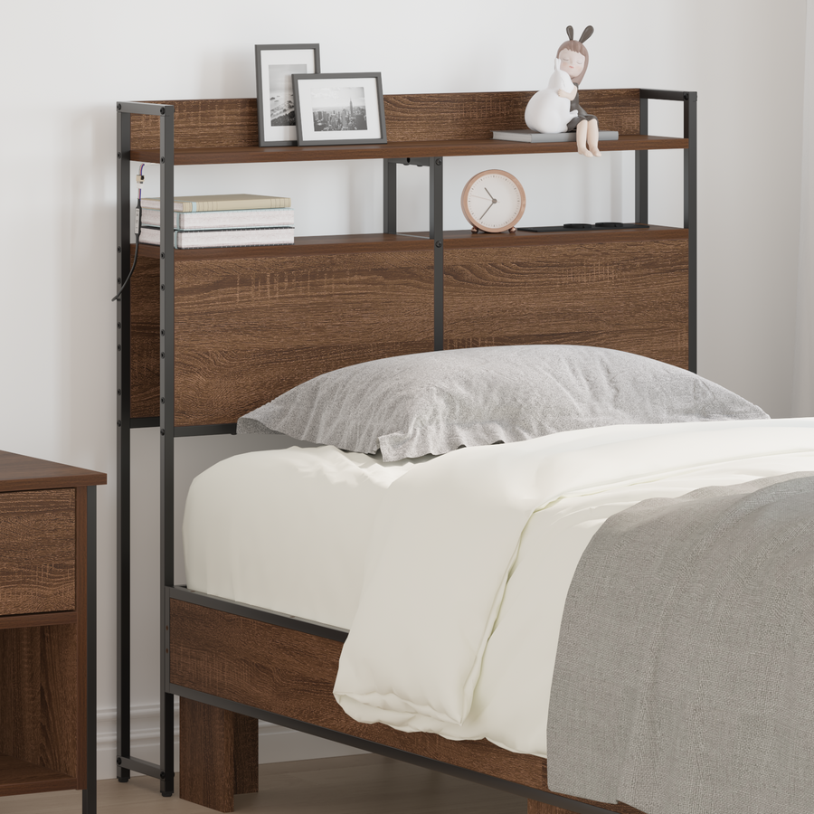 Opberghoofdbord bruin eikenkleur 75 cm Bewerkt hout